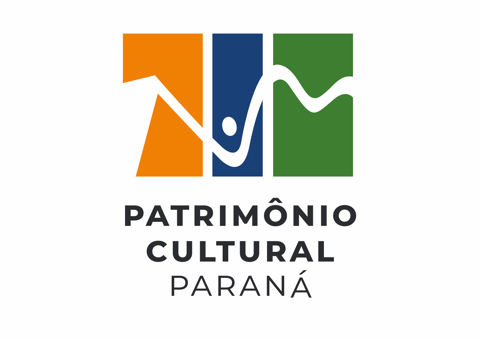 Logomarca da Coordenadoria do Patrimônio Cultural é a composição de três elementos: o construído, o humano e o natural. 