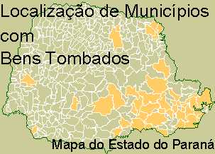 Mapa com os Municípios com Bens Tombados