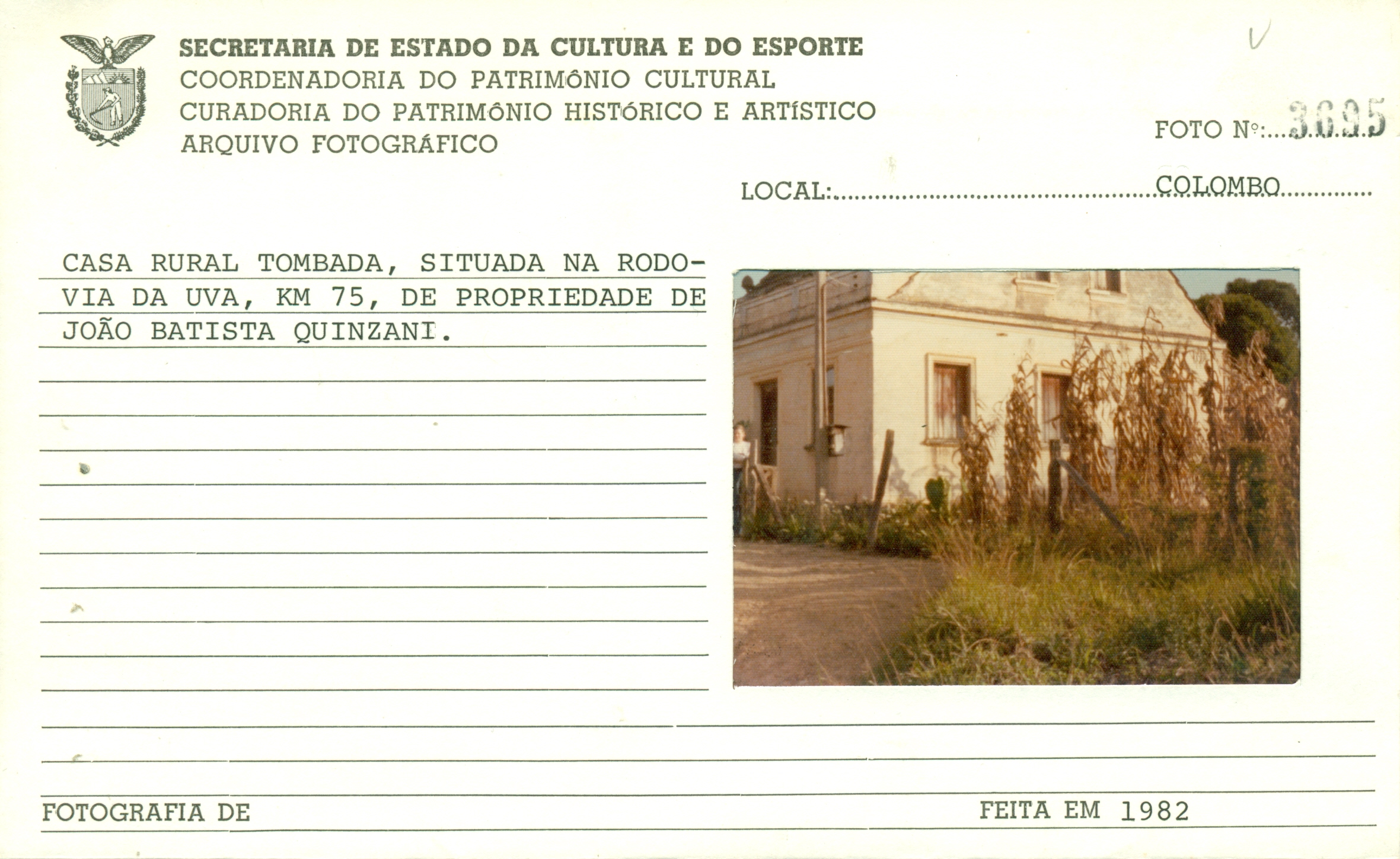 Residência na Rodovia da Uva - Colombo (1982)