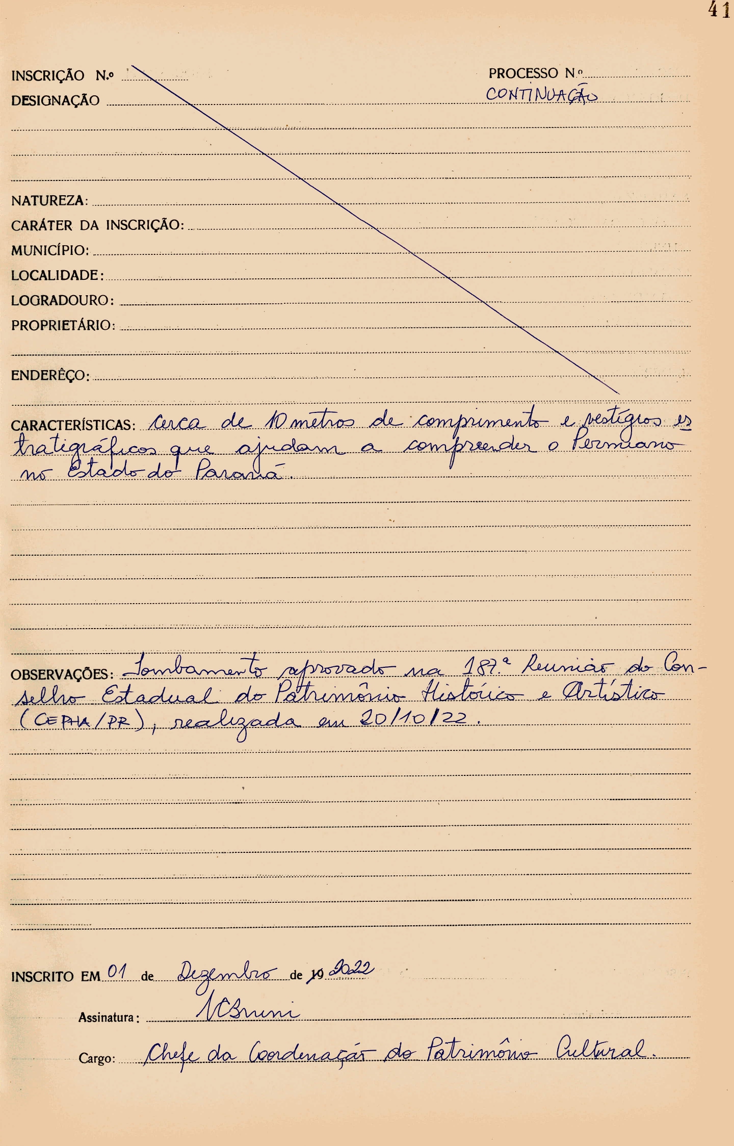 Inscrição no Livro do Tombo