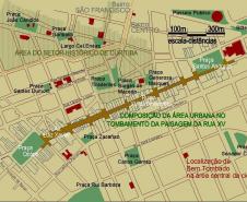 Paisagem Urbana do trecho da Praça Osório, Avenida Luís Xavier, Rua XV de Novembro e Praça Santos Andrade - Mapa - Curitiba