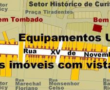 Paisagem Urbana do trecho da Praça Osório, Avenida Luís Xavier, Rua XV de Novembro e Praça Santos Andrade - Detalhes - Curitiba