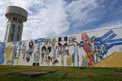Painel de Poty Lazzarotto sobre saneamento - Curitiba