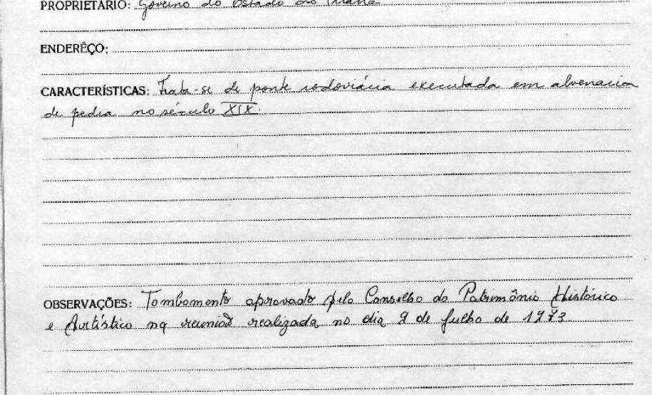 Ponte do Rio dos Papagaios - Palmeira - Balsa Nova - Livro Tombo II - Inscrição 41 - Página 36
