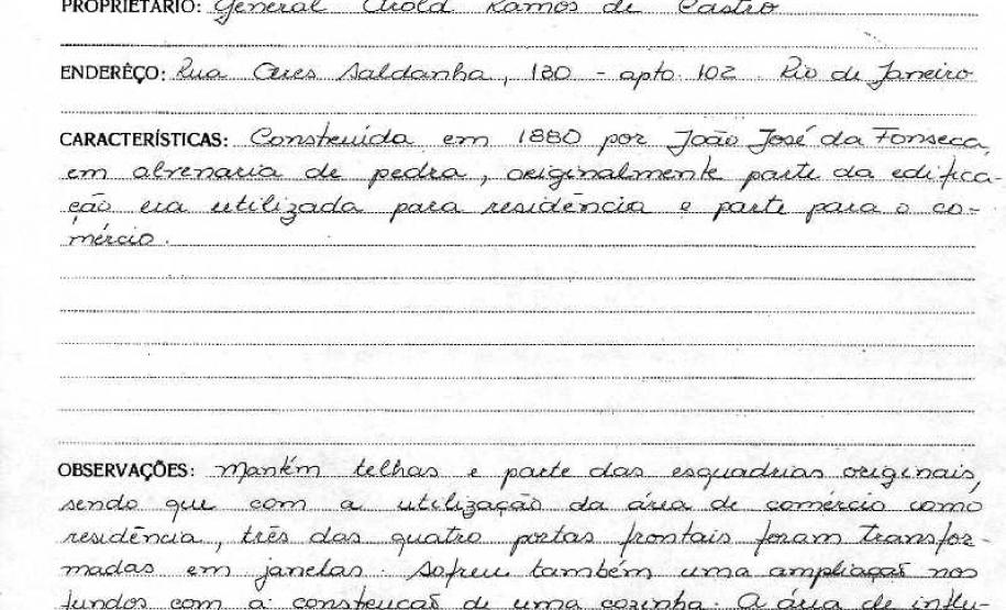 Casa situada à Praça Manoel Ribas 120 - Castro - Livro Tombo II - Inscrição 75 - Página 60