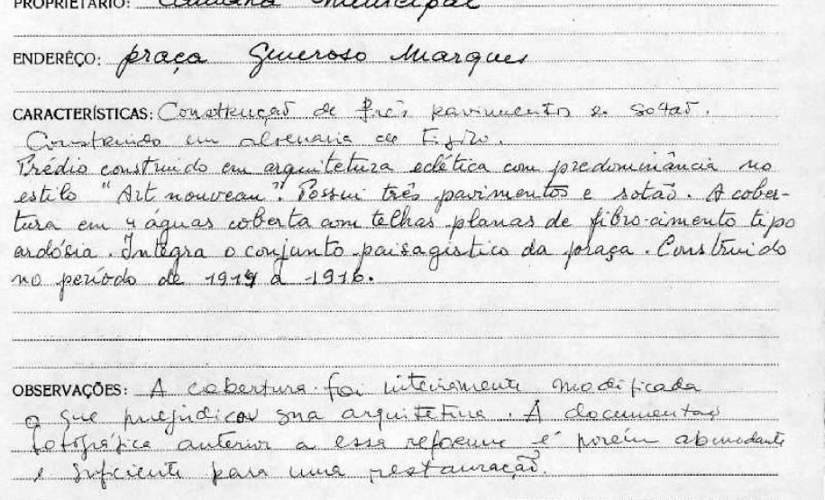 Prefeitura Municipal (Atual Paço da Liberdade) - Curitiba - Livro Tombo II - Inscrição 6 - Página 5