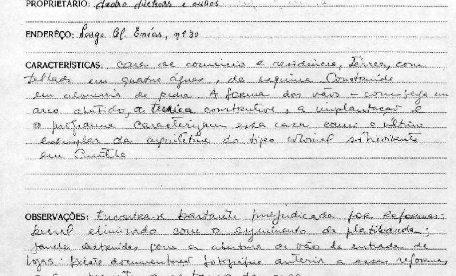 Imóvel situado no Largo Coronel Enéias, 30 - Curitiba - Livro Tombo II - Inscrição 29 - Página 24