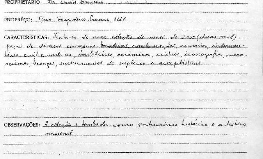Coleção do Museu Coronel David Carneiro - Curitiba - Livro Tombo II - Inscrição 32 - Página 27