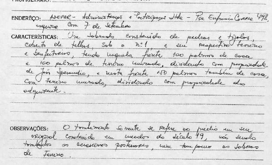 Casa Emílio Romani - Curitiba - Livro Tombo II - Inscrição 61 - Página 48