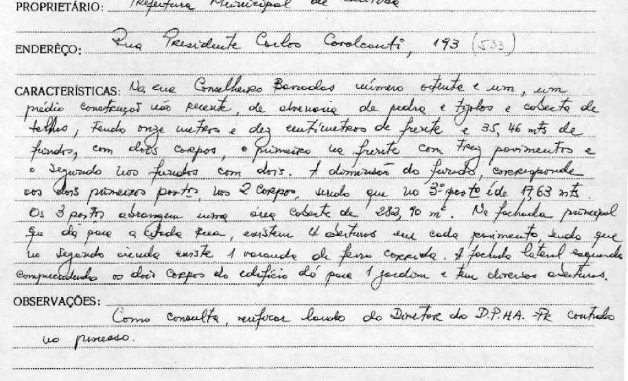 Casa Barão do Serro Azul - Curitiba - Livro Tombo II - Inscrição 62 - Página 49