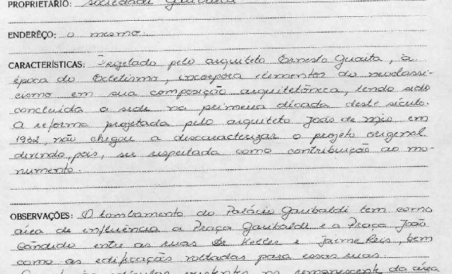 Palácio Garibaldi - Curitiba - Livro Tombo II - Inscrição 88 - Página 73