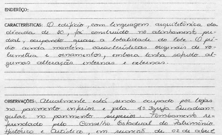 Sede do Centro Acadêmico Hugo Simas - Curitiba - Livro Tombo II - Inscrição 98