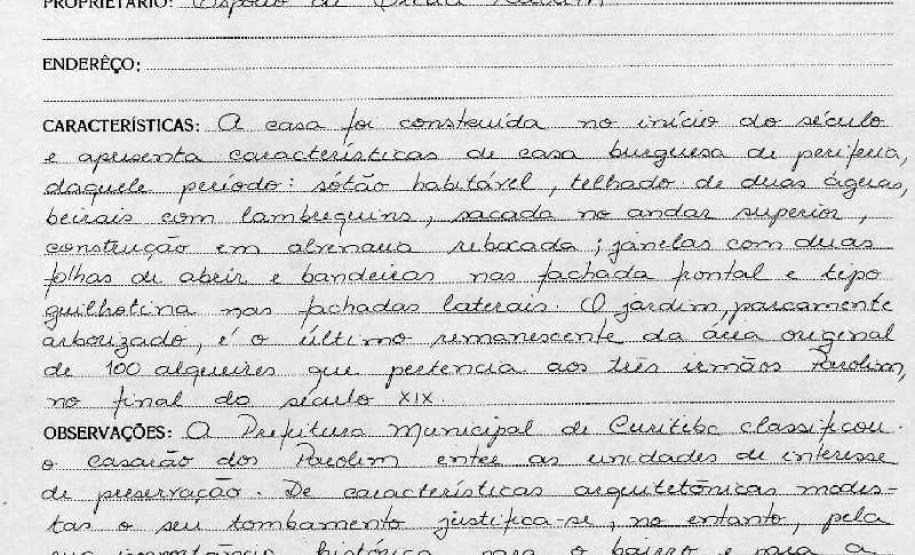 Casarão dos Parolin - Curitiba - Livro Tombo II - Inscrição 110 - Página 102