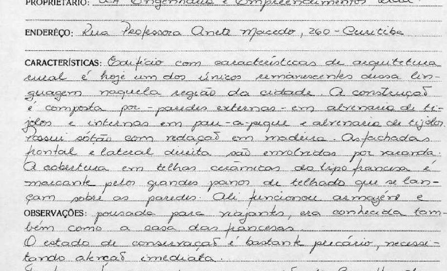 Imóvel denominado "Burro Brabo" - Curitiba - Livro Tombo II - Inscrição 116 - Página 108