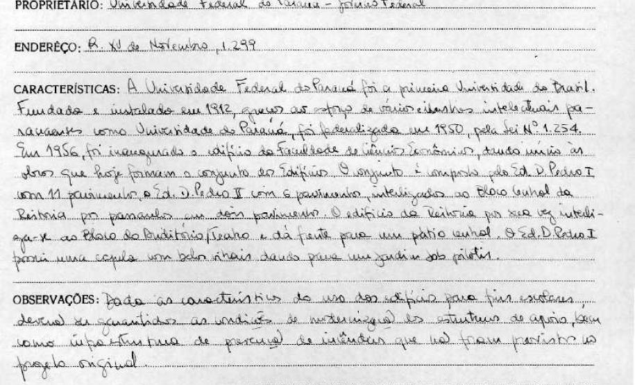 Conjunto de edifícios da reitoria da UFPR - Edifícios Dom Pedro I e Dom Pedro II - Curitiba - Livro Tombo - Inscrição 123 - Página 115
