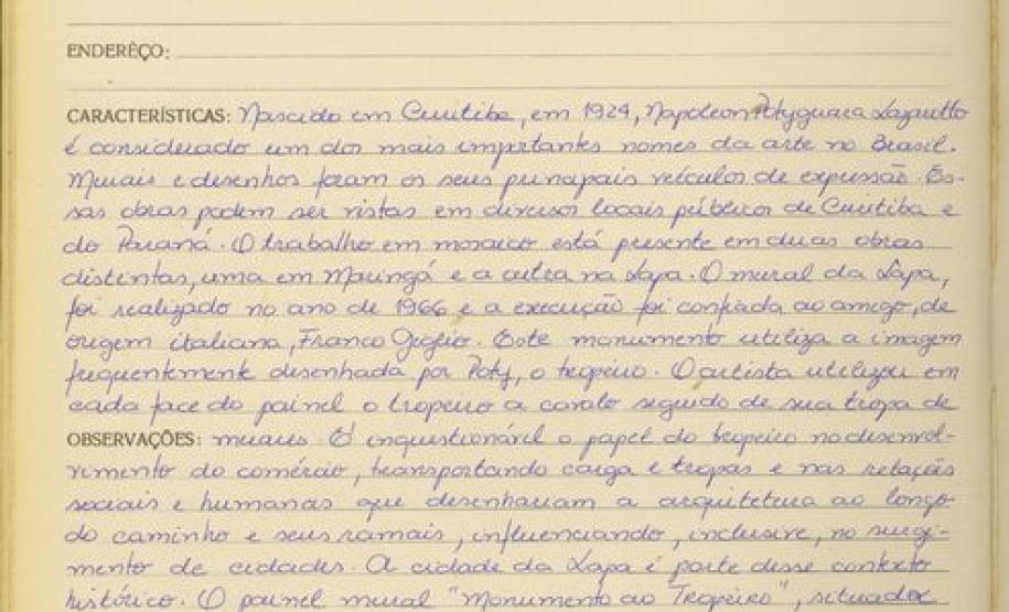 Mural em mosaico "Monumento ao Tropeiro" de Poty Lazarotto - Lapa - Livro Tombo III - Inscrição 10 - Página 10