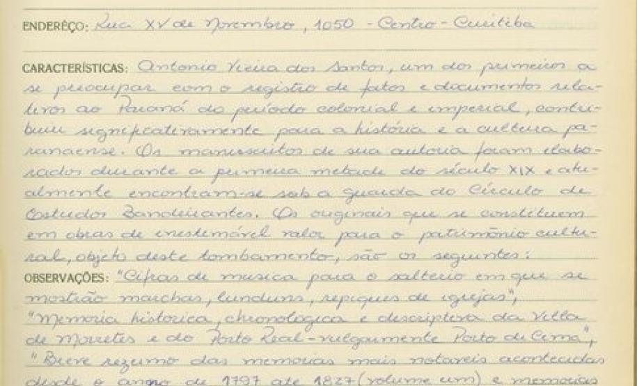 Manuscritos de Antonio Vieira dos Santos - Curitiba - Livro Tombo II - Inscrição 159 - Página 151
