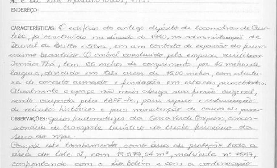 Depósito de Locomotivas de Curitiba - Livro Tombo II - Inscrição 163 - Página 155