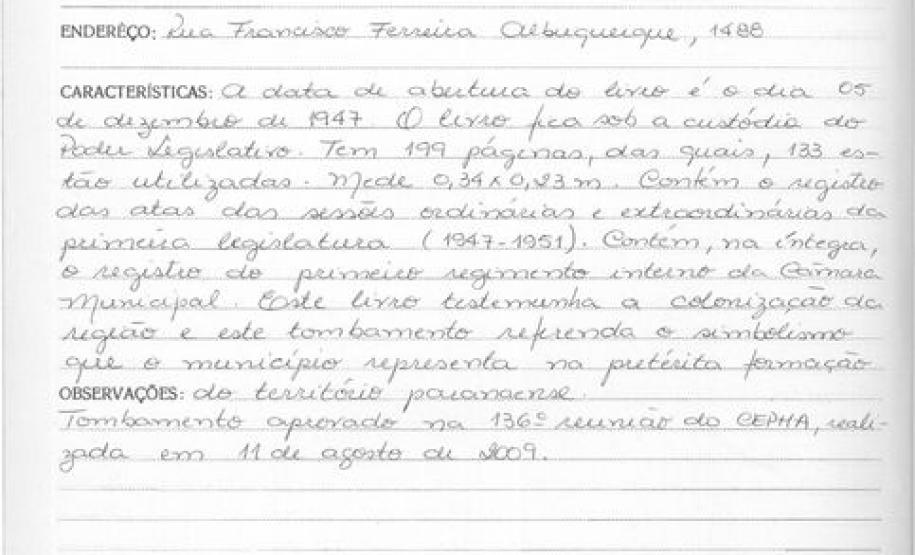 Livro de instalação da Câmara Municipal de Campo Mourão - Livro Tombo II - Inscrição 164 - Página 156