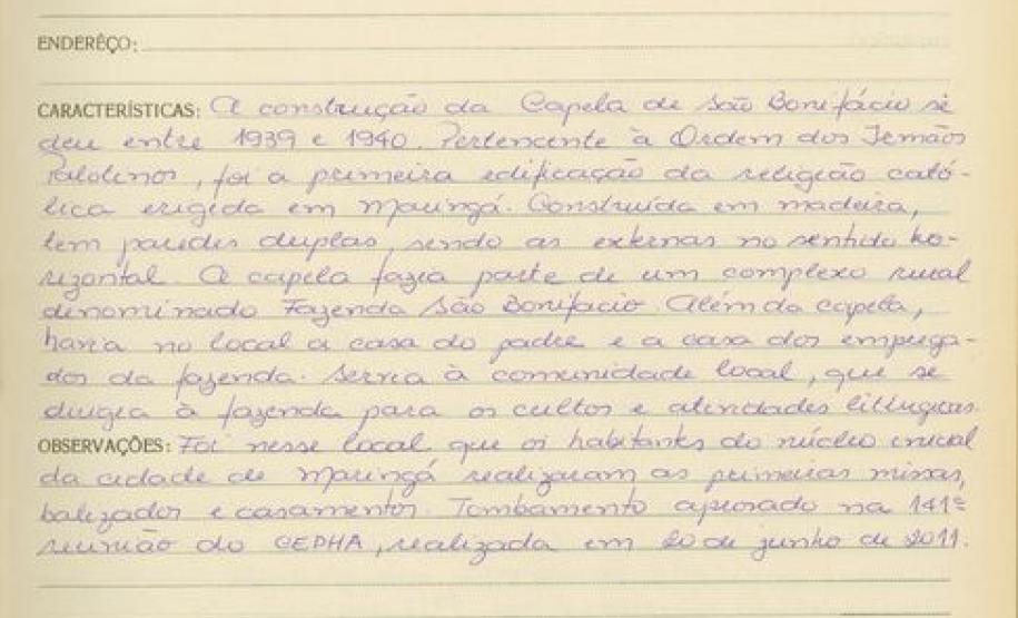 Capela São Bonifácio - Maringá - Livro Tombo II - Inscrição 167 - Página159
