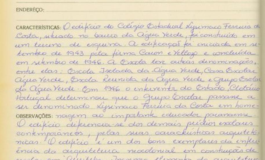 Colégio Estadual Lysímaco Ferreira da Costa - Curitiba - Livro Tombo II - Inscrição 174 - Página 166