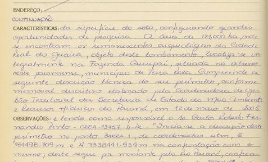 Cidade Real de Guairá - Terra Roxa - Livro Tombo I - Inscrição 23 - folha 24
