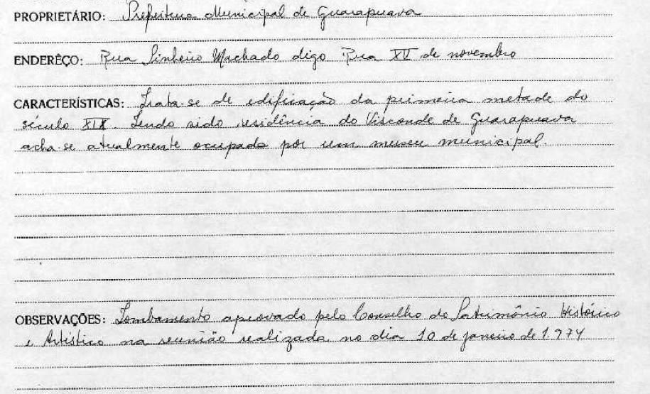 Casa do Visconde de Guarapuava - Livro Tombo II - Inscrição 42 - Página 37