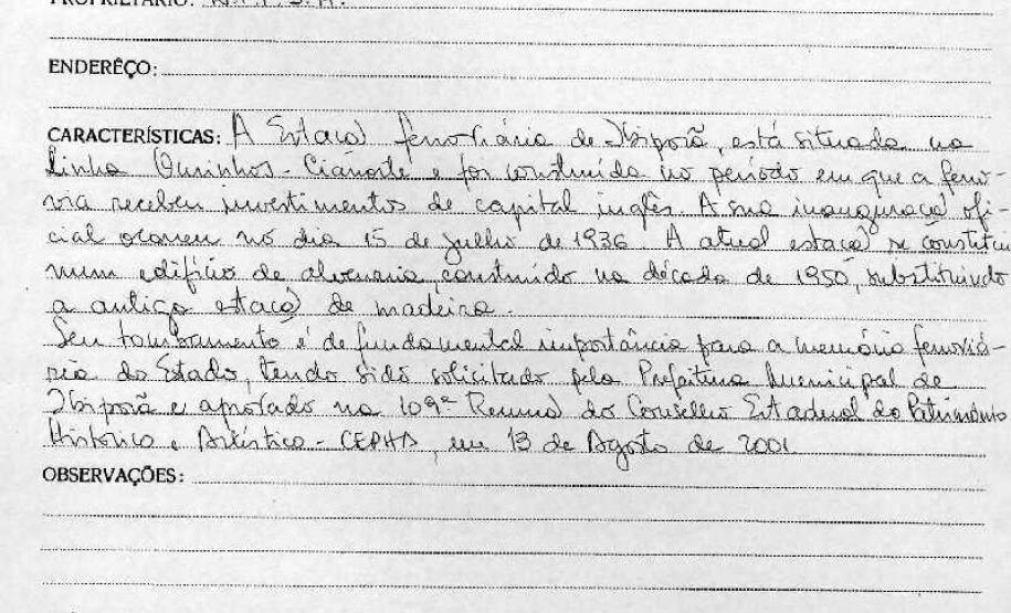 Estação Ferroviária de Ibiporã - Livro Tombo II - Inscrição 138 - Página 130