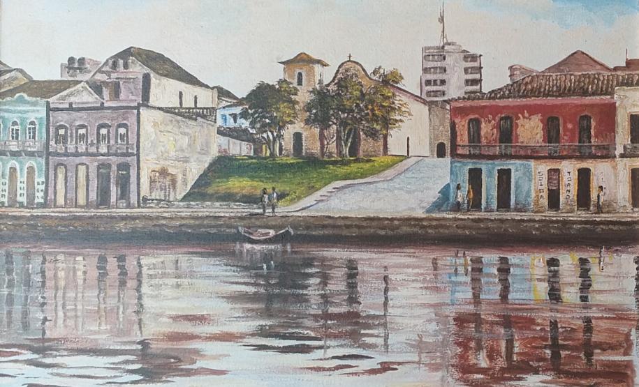 Quadro do Centro Histórico com destaque para a Igreja da Ordem Terceira de São Francisco das Chagas - Paranaguá