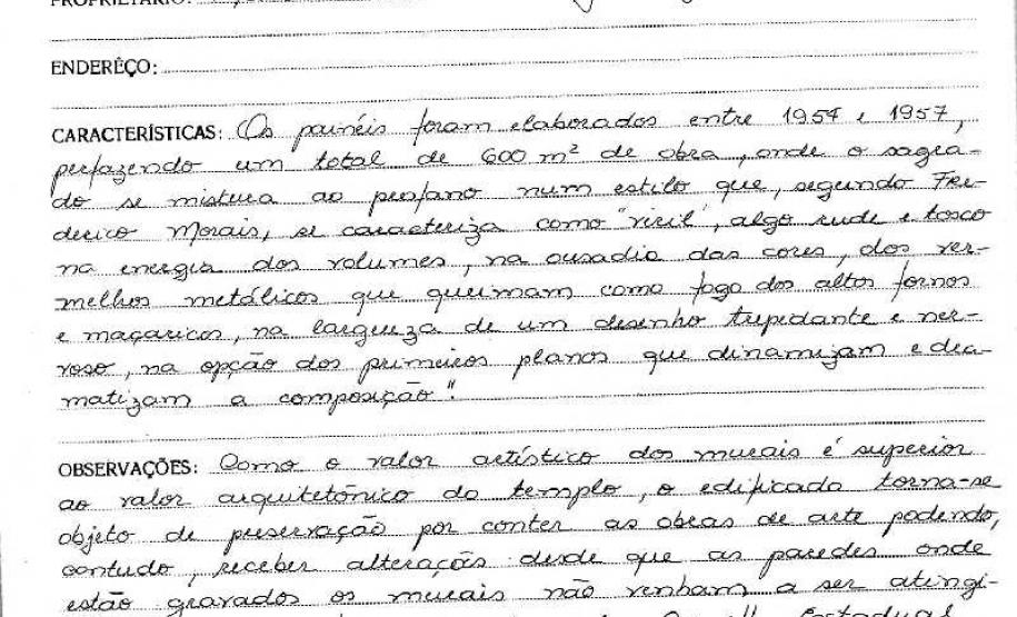 Pinturas Murais Eugênio de Proença Sigaud - Jacarezinho - Livro Tombo III - Inscrição 8 - Página 8