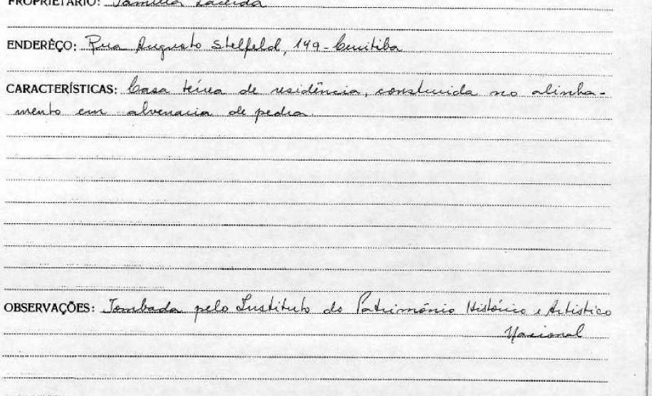 Casa na Praça Coronel Lacerda - Lapa - Livro Tombo II - Inscrição 36 - Página 31