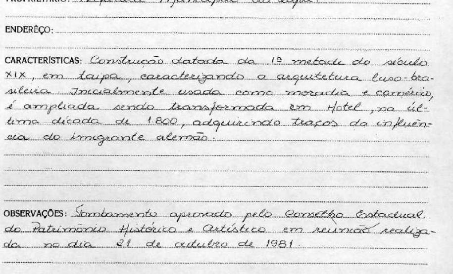 Imóvel situado à Rua Embaixador Hipólito Alves de Araújo esquina com Rua Barão do Rio Branco - Lapa - Livro Tombo II - Inscrição 76