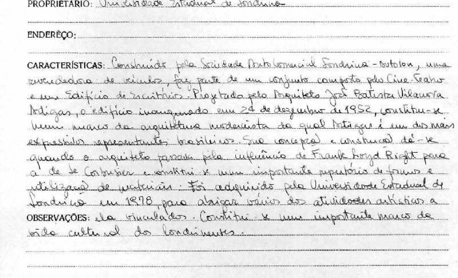 Cine Teatro Ouro Verde - Londrina - Livro Tombo II - Inscrição 126 - Página 118