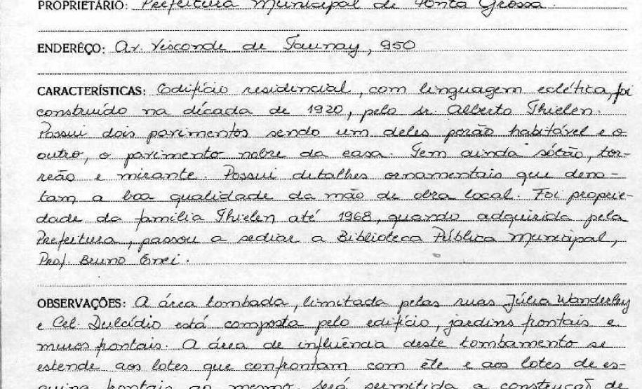 Vila Hilda - Ponta Grossa - Livro Tombo II - Inscrição 99 - Página 86