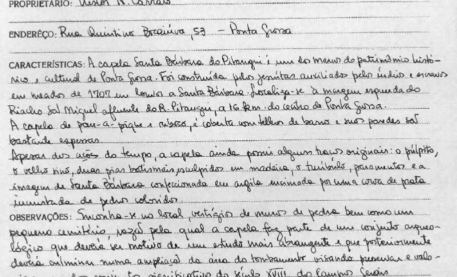 Capela Santa Bárbara do Pitangui - Ponta Grossa - Livro Tombo II - Inscrição 135 - Página 127
