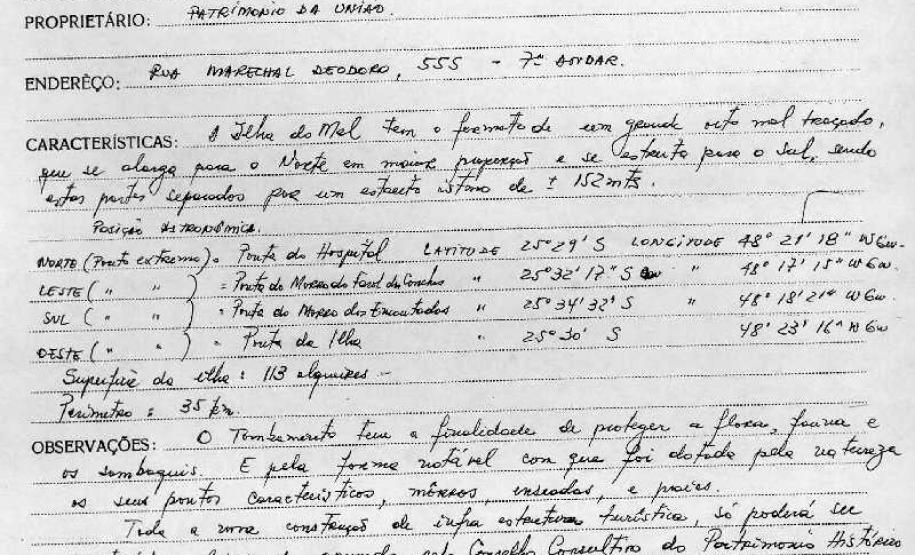 Ilha do Mel - Paranaguá - Livro Tombo I - Inscrição 11 - Página 11