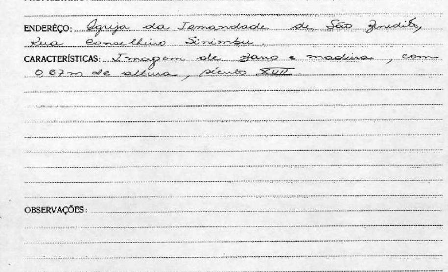 Imagem de Nossa Senhora do Rosário - Paranaguá - Livro Tombo II - Inscrição 13 - Página 12