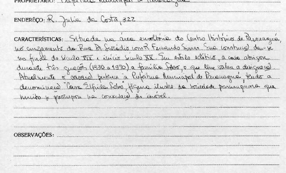 Casa Elfrida Lobo - Paranaguá - Livro Tombo II - Inscrição 120 - Página 112