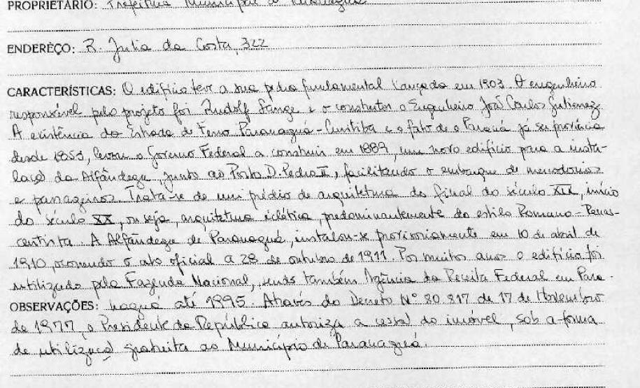 Antiga Alfândega de Paranaguá - Livro Tombo II - Inscrição 121 - Página 113