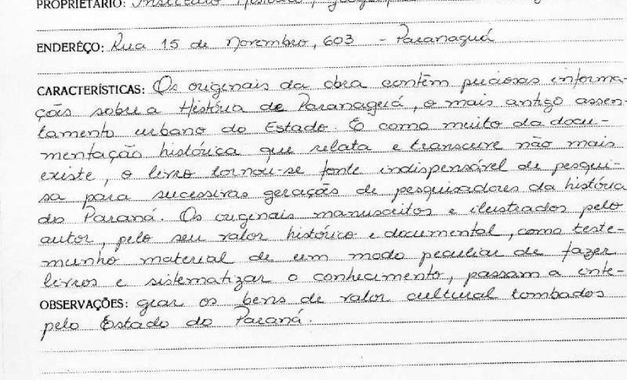 Originais da Obra Memória Histórica da Cidade de Paranaguá - Livro Tombo II - Inscrição 144 - Página 136