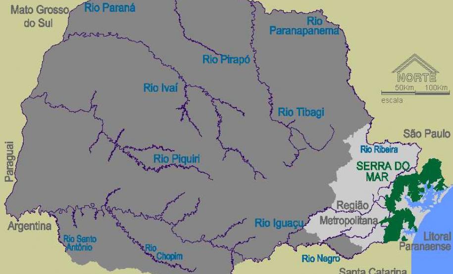 Mapa de localização da Serra do Mar