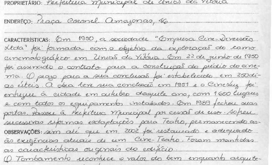Cine Teatro Luz em União da Vitória - Livro Tombo II - Inscrição 141 - Página 133